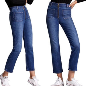 Denim Forum just peachy Straight Leg Jeans in Classic Blue zipper design 28